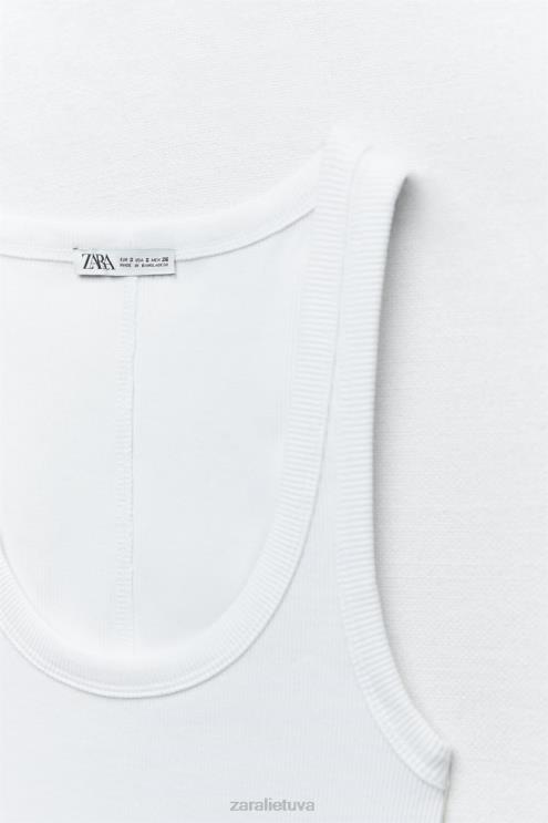 moterys Zara briaunotas bako viršus baltas apranga 4N488467