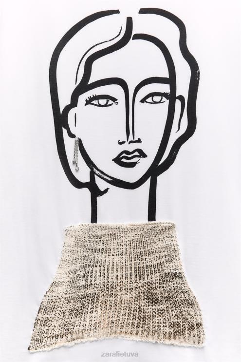 moterys Zara juvelyriniai marškinėliai baltas apranga 4N488464