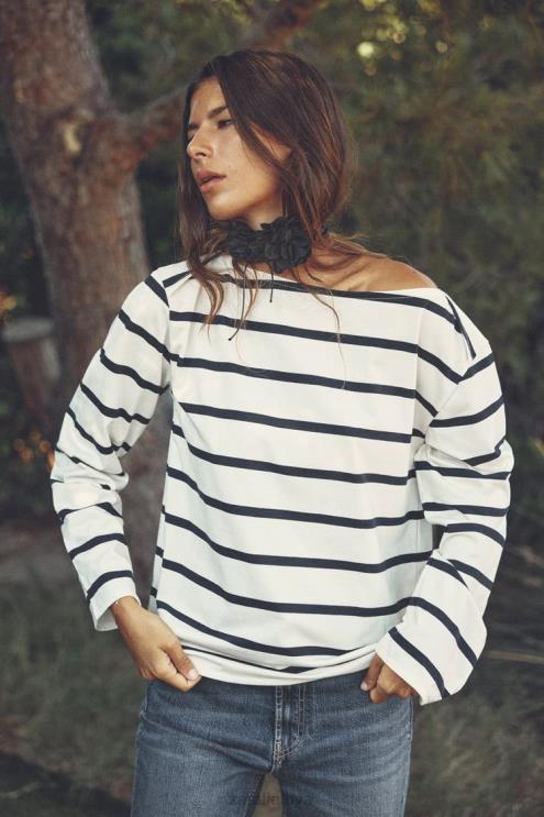 moterys Zara medvilniniai marškinėliai dryžuotas apranga 4N488468