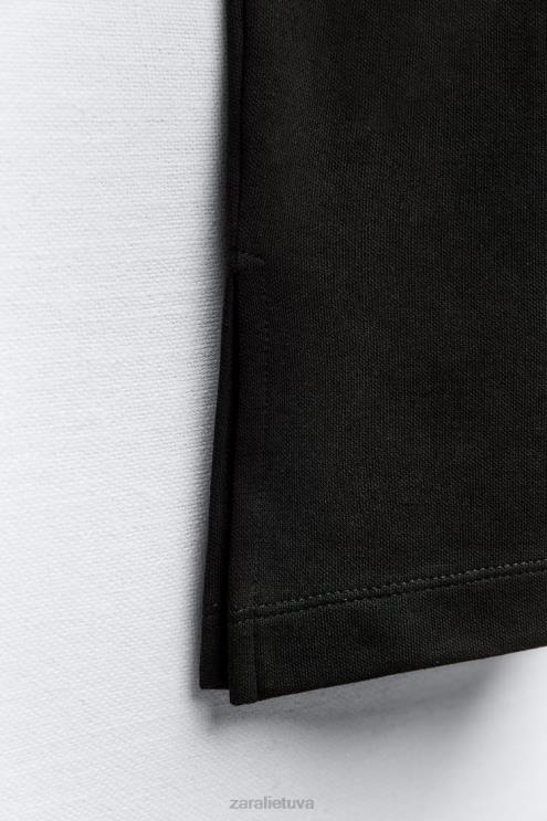 moterys Zara oversized marškinėliai juodas apranga 4N488461