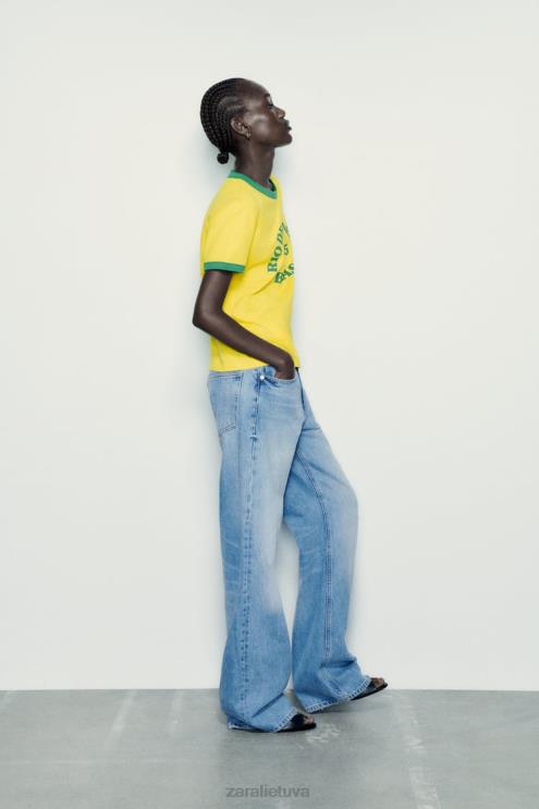 moterys Zara tekstiniai marškinėliai geltona apranga 4N488473