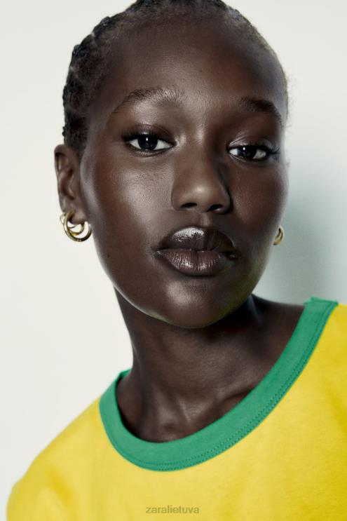 moterys Zara tekstiniai marškinėliai geltona apranga 4N488473