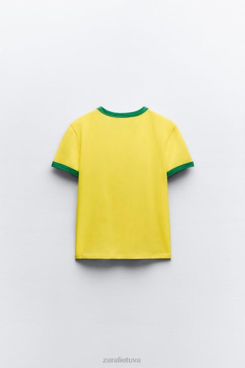 moterys Zara tekstiniai marškinėliai geltona apranga 4N488473
