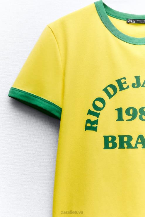 moterys Zara tekstiniai marškinėliai geltona apranga 4N488473
