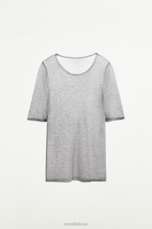 moterys Zara vilnoniai marškinėliai pilka apranga 4N488835