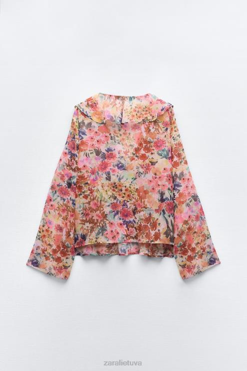 moterys Zara Gėlėtais raštais raukinti marškiniai įvairiaspalvis apranga 4N488354