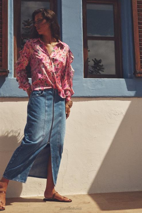 moterys Zara Gėlėtais raštais raukinti marškiniai įvairiaspalvis apranga 4N488446