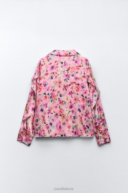moterys Zara Gėlėtais raštais raukinti marškiniai įvairiaspalvis apranga 4N488446