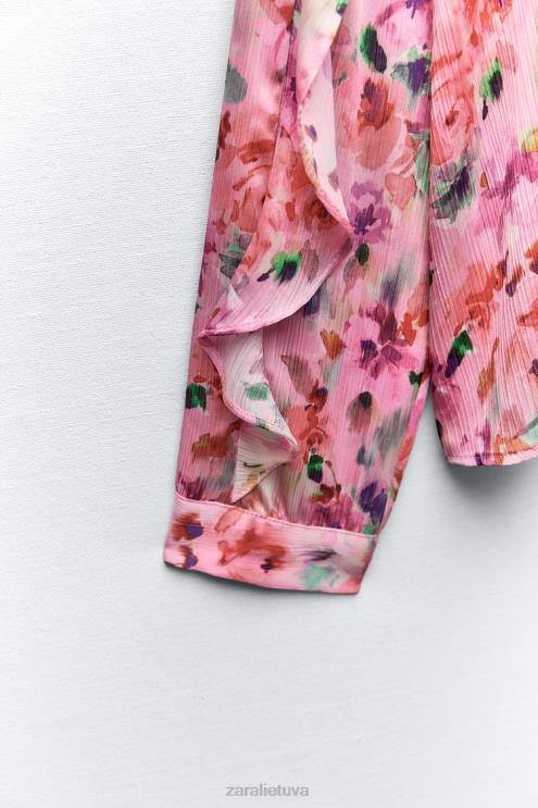 moterys Zara Gėlėtais raštais raukinti marškiniai įvairiaspalvis apranga 4N488446