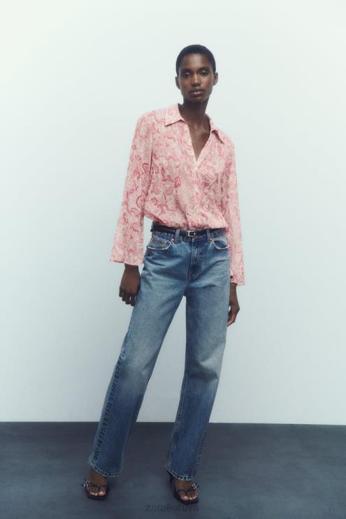 moterys Zara Paisley marginimo marškiniai įvairiaspalvis apranga 4N488426