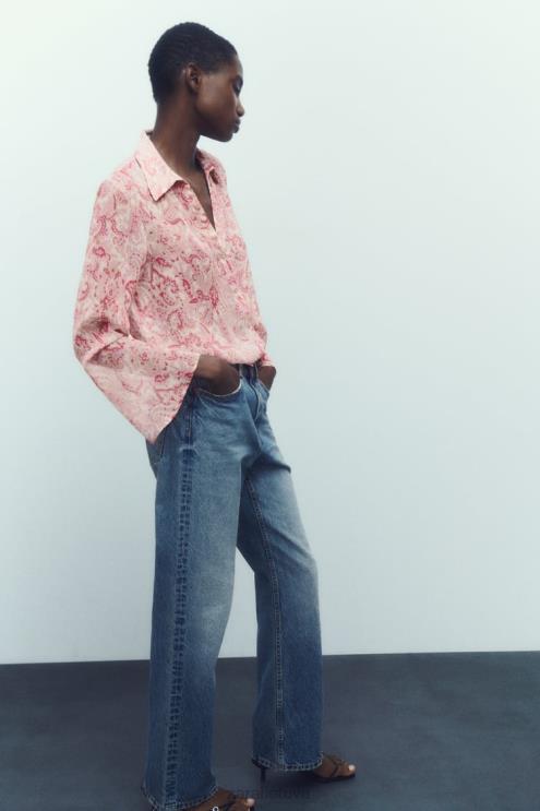 moterys Zara Paisley marginimo marškiniai įvairiaspalvis apranga 4N488426