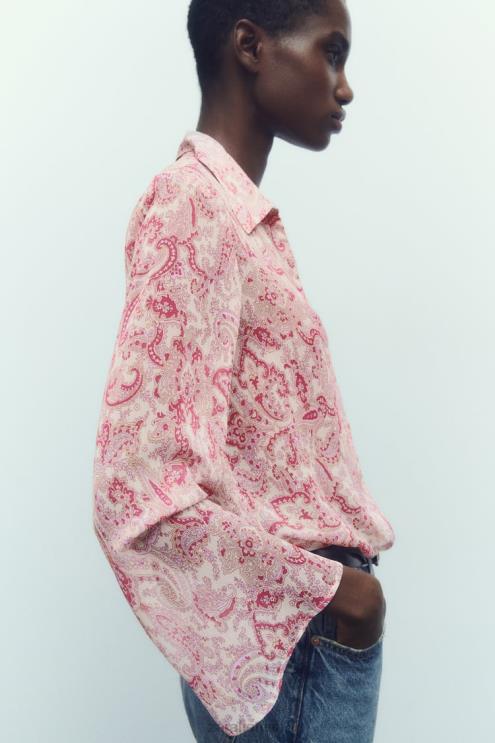 moterys Zara Paisley marginimo marškiniai įvairiaspalvis apranga 4N488426