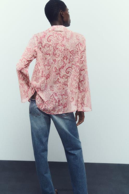 moterys Zara Paisley marginimo marškiniai įvairiaspalvis apranga 4N488426
