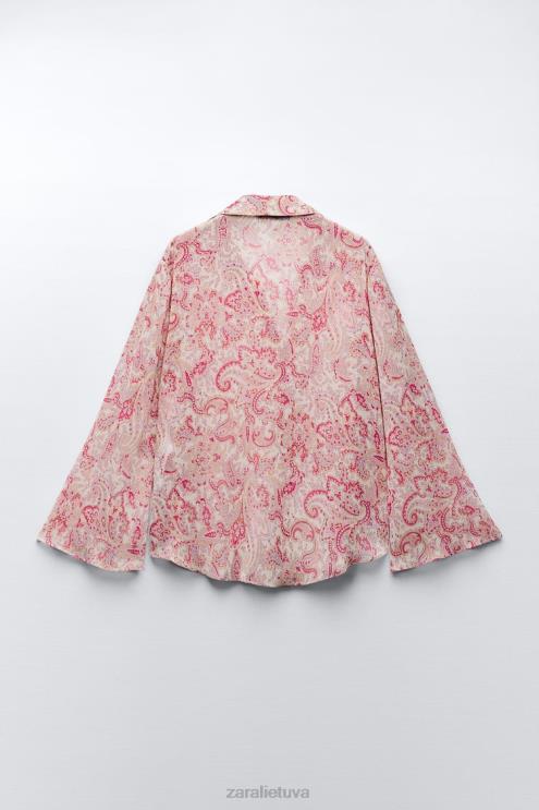 moterys Zara Paisley marginimo marškiniai įvairiaspalvis apranga 4N488426