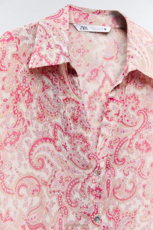 moterys Zara Paisley marginimo marškiniai įvairiaspalvis apranga 4N488426