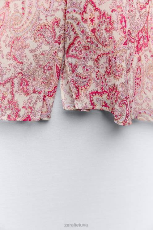 moterys Zara Paisley marginimo marškiniai įvairiaspalvis apranga 4N488426