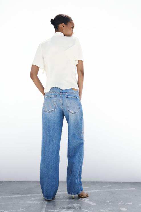 moterys Zara Perlų sagų lanko apykaklės marškiniai ekru apranga 4N488381