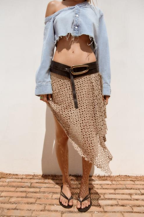 moterys Zara TRF asimetriniai džinsiniai marškinėliai mėlyna apranga 4N488452