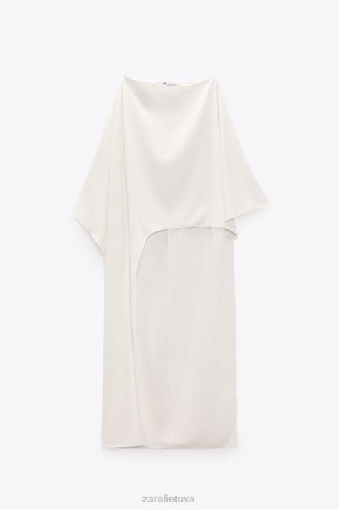 moterys Zara asimetriška palaidinė su pelerina ekru apranga 4N488301