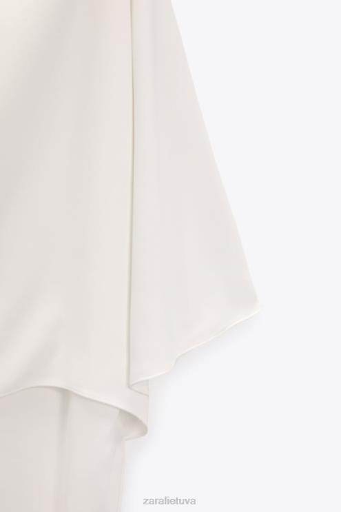 moterys Zara asimetriška palaidinė su pelerina ekru apranga 4N488301