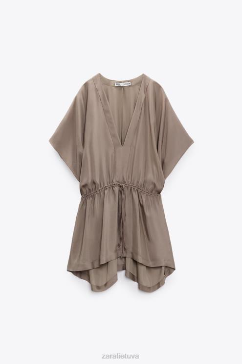 moterys Zara asimetrinė tunika palaidinė ruda/tape apranga 4N488402