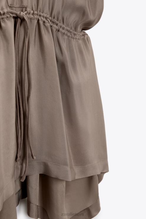 moterys Zara asimetrinė tunika palaidinė ruda/tape apranga 4N488402