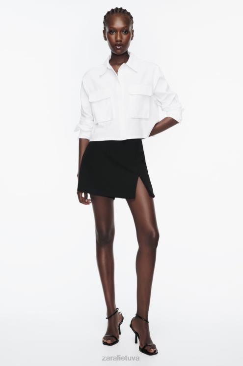 moterys Zara crop oxford marškinėliai baltas apranga 4N488304