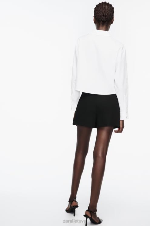 moterys Zara crop oxford marškinėliai baltas apranga 4N488304