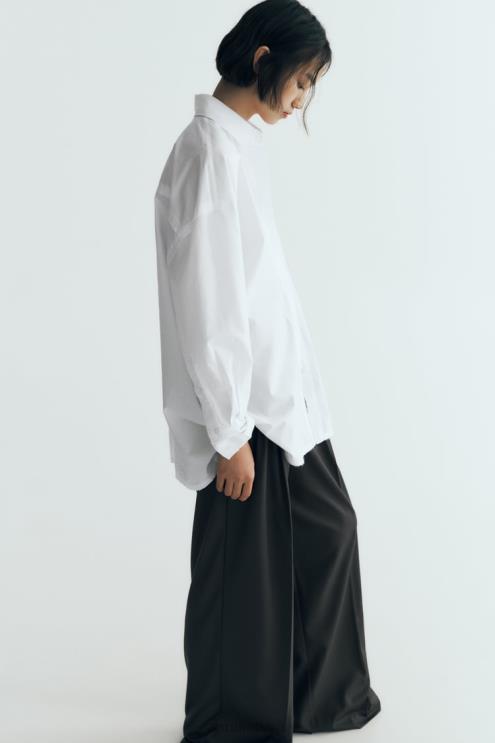 moterys Zara didelio dydžio poplino marškinėliai baltas apranga 4N488292