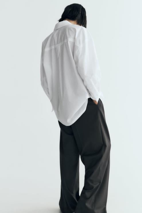 moterys Zara didelio dydžio poplino marškinėliai baltas apranga 4N488292