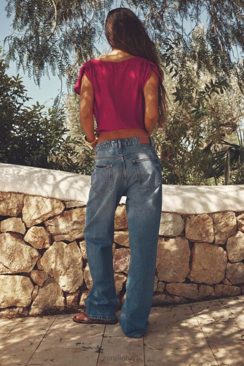 moterys Zara drapiruotas viršus aviečių apranga 4N488403