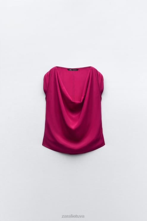 moterys Zara drapiruotas viršus aviečių apranga 4N488403