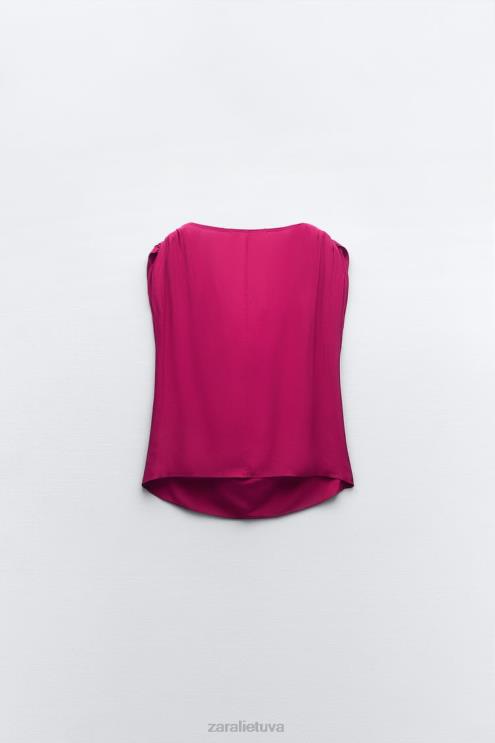 moterys Zara drapiruotas viršus aviečių apranga 4N488403