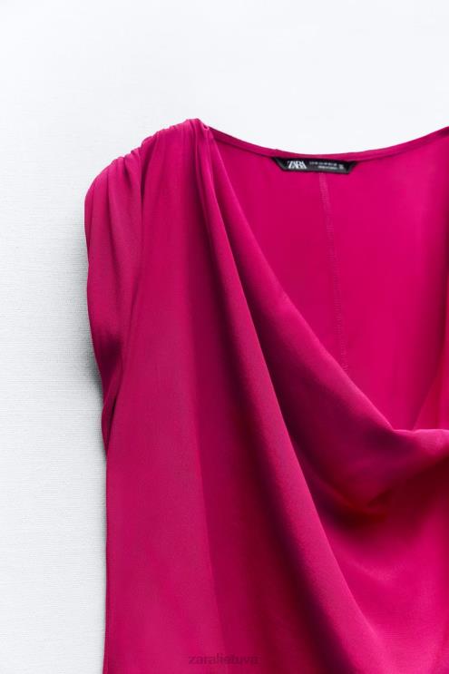 moterys Zara drapiruotas viršus aviečių apranga 4N488403