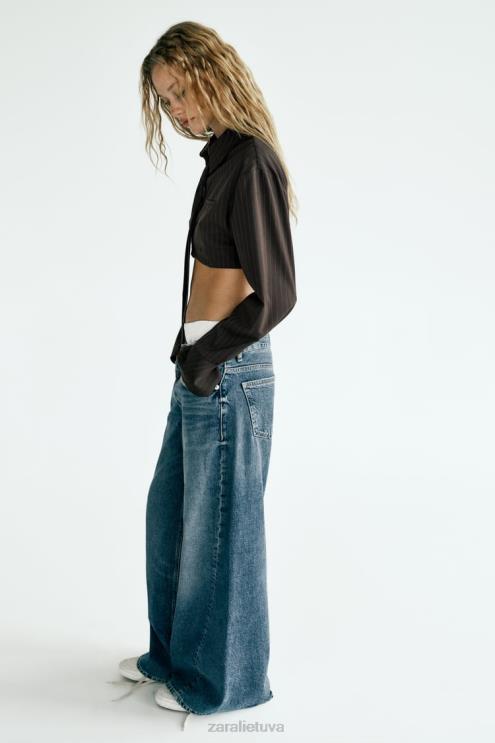 moterys Zara dryžuoti marškinėliai su kaklaraiščiu ruda/mėlyna apranga 4N488422