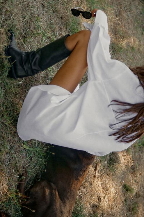 moterys Zara dryžuoti oversized marškinėliai baltas apranga 4N488289