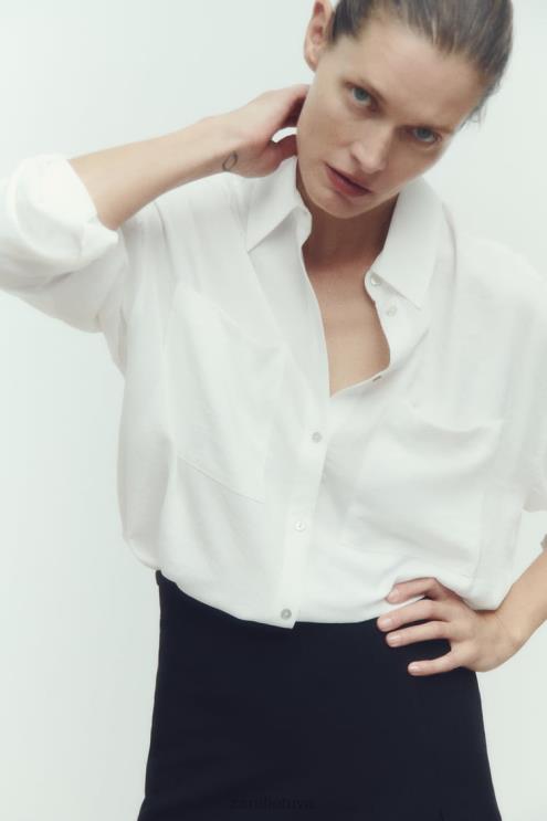 moterys Zara glotnūs per dideli marškiniai baltas apranga 4N488349