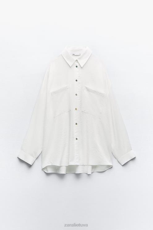 moterys Zara glotnūs per dideli marškiniai baltas apranga 4N488349
