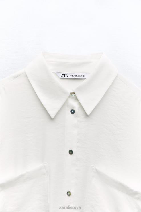 moterys Zara glotnūs per dideli marškiniai baltas apranga 4N488349