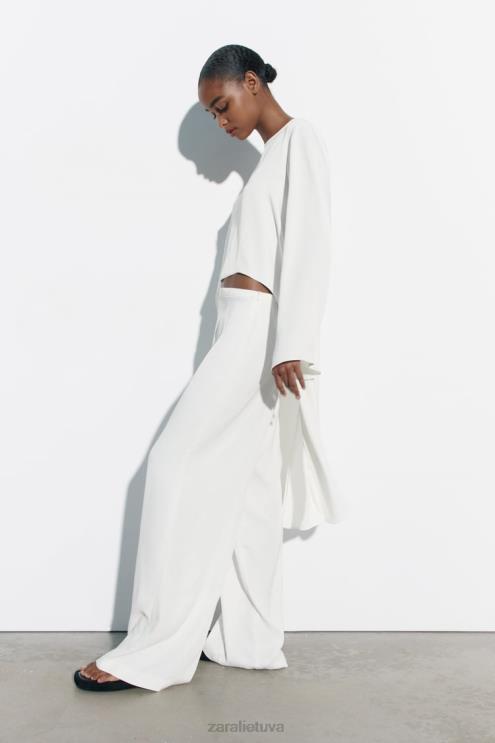 moterys Zara ilga asimetriška palaidinė baltas apranga 4N488335