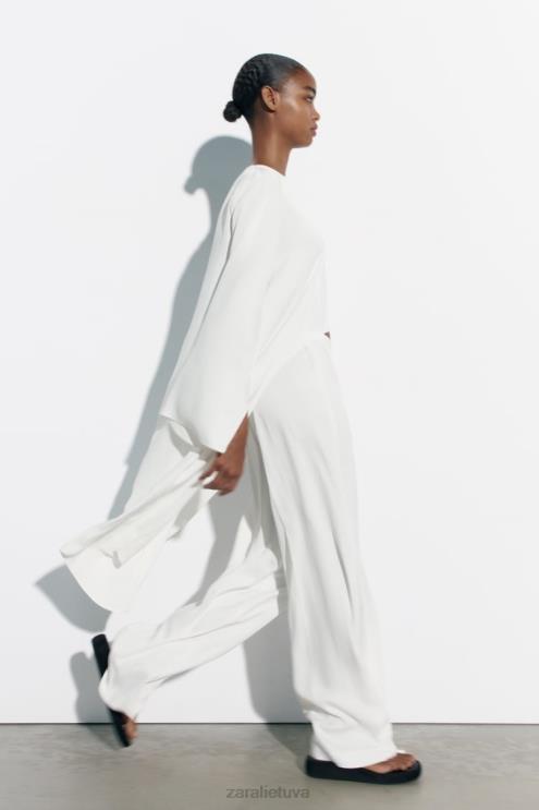 moterys Zara ilga asimetriška palaidinė baltas apranga 4N488335