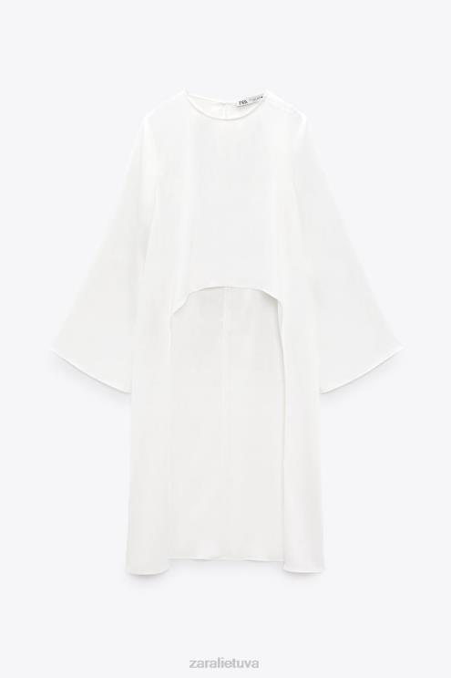 moterys Zara ilga asimetriška palaidinė baltas apranga 4N488335
