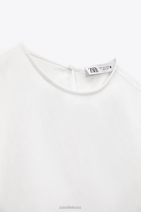 moterys Zara ilga asimetriška palaidinė baltas apranga 4N488335