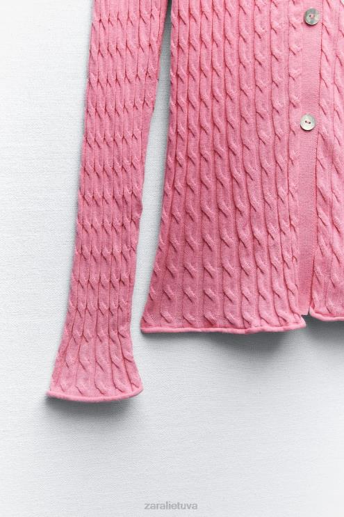 moterys Zara kabeliu megzti marškiniai šviesiai rožinė apranga 4N488421