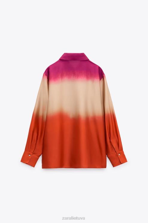 moterys Zara kaklaraiščio dažais marginti marškiniai įvairiaspalvis apranga 4N488436