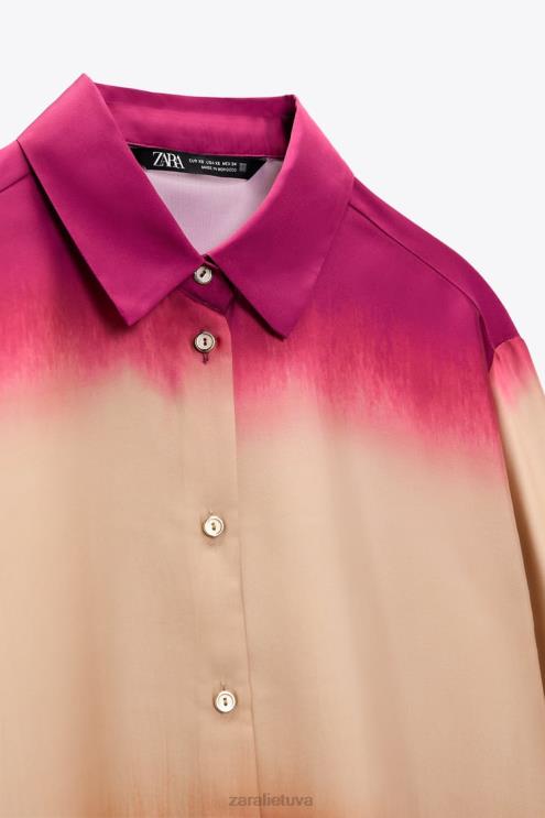 moterys Zara kaklaraiščio dažais marginti marškiniai įvairiaspalvis apranga 4N488436