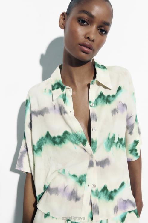 moterys Zara kaklaraištis dažyti marškiniai įvairiaspalvis apranga 4N488406