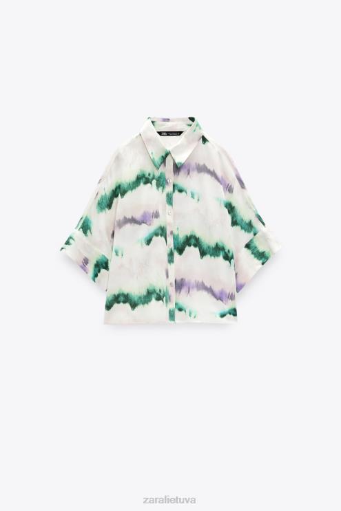moterys Zara kaklaraištis dažyti marškiniai įvairiaspalvis apranga 4N488406