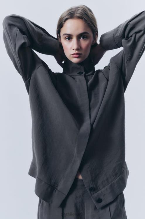 moterys Zara klostuoti viršutiniai marškinėliai pilka apranga 4N488347