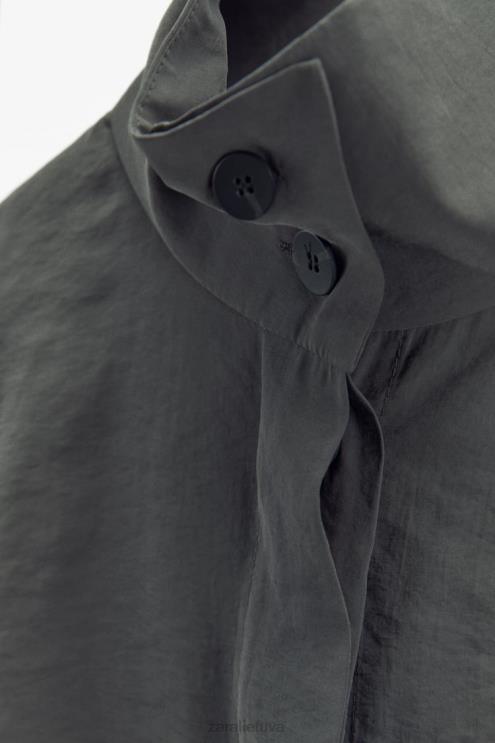 moterys Zara klostuoti viršutiniai marškinėliai pilka apranga 4N488347